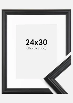 Ramme Siljan Sort 24x30 cm - Passepartout Hvid 7x9 inches