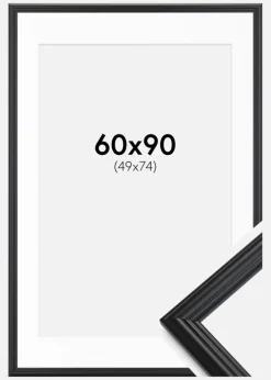 Ramme Siljan Sort 60x90 cm - Passepartout Hvid 50x75 cm