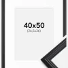 Ramme Siljan Sort 40x50 cm - Passepartout Hvid 27,5x37 cm
