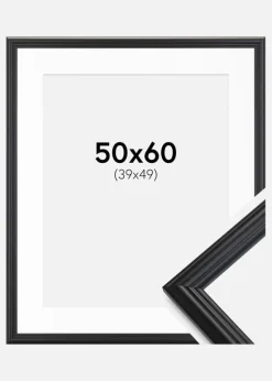 Ramme Siljan Sort 50x60 cm - Passepartout Hvid 40x50 cm