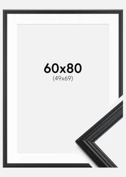 Ramme Siljan Sort 60x80 cm - Passepartout Hvid 50x70 cm