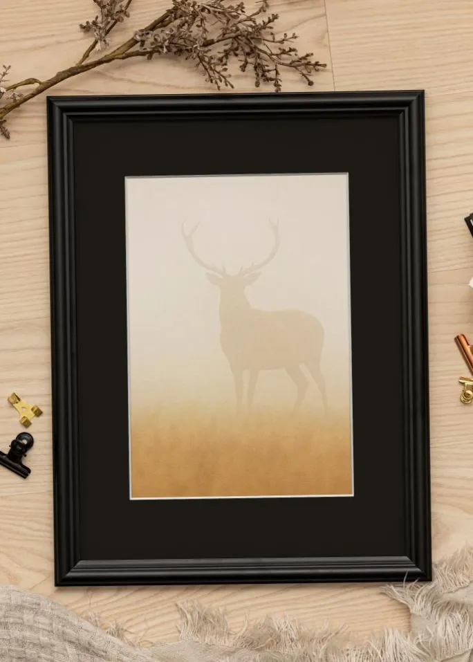 Ramme Siljan Sort 60x60 cm - Passepartout Sort 50x50 cm