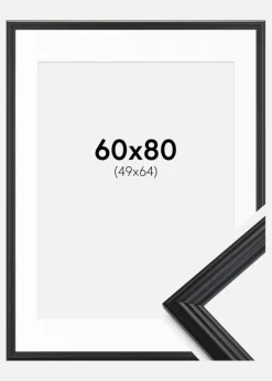 Ramme Siljan Sort 60x80 cm - Passepartout Hvid 50x65 cm