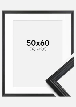 Ramme Siljan Sort 50x60 cm - Passepartout Hvid 15x20 inches