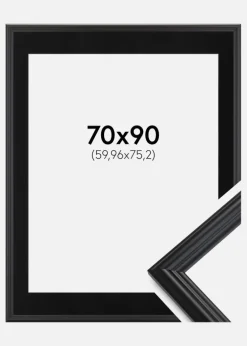 Ramme Siljan Sort 70x90 cm - Passepartout Sort 24x30 inches