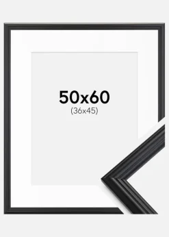 Ramme Siljan Sort 50x60 cm - Passepartout Hvid 37x46 cm