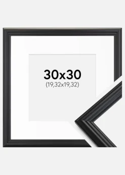 Ramme Siljan Sort 30x30 cm - Passepartout Hvid 8x8 inches