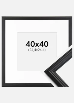 Ramme Siljan Sort 40x40 cm - Passepartout Hvid 10x10 inches