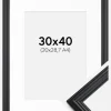 Ramme Siljan Sort 30x40 cm - Passepartout Hvid 21x29,7 cm (A4)