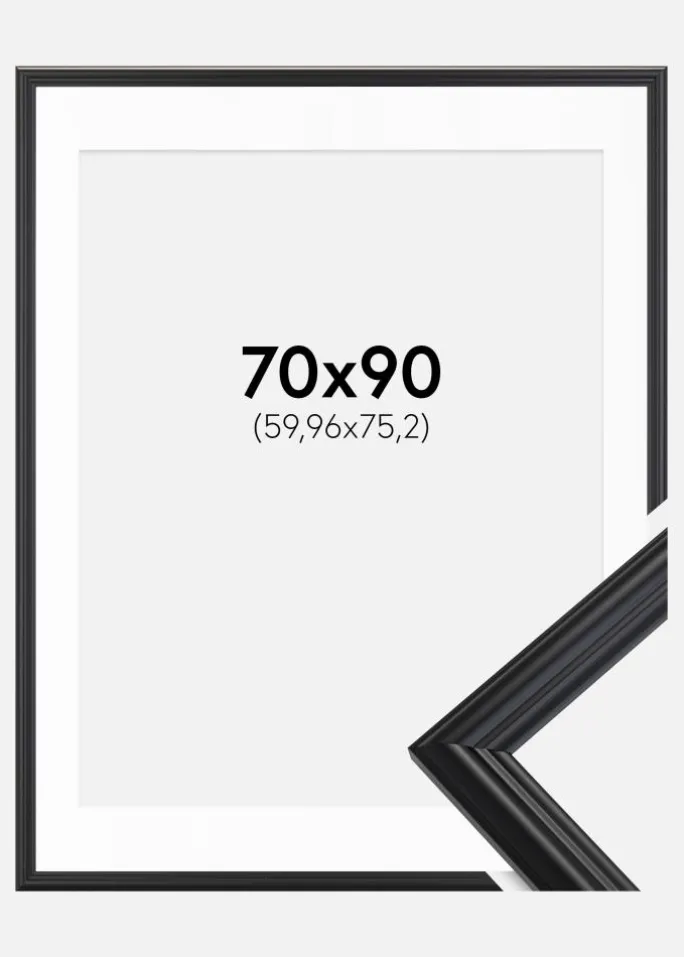 Ramme Siljan Sort 70x90 cm - Passepartout Hvid 24x30 inches