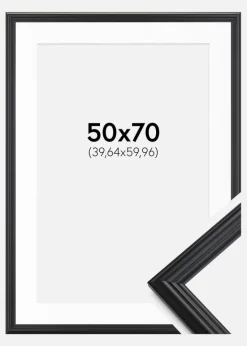 Ramme Siljan Sort 50x70 cm - Passepartout Hvid 16x24 inches