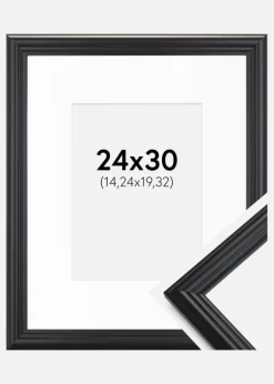Ramme Siljan Sort 24x30 cm - Passepartout Hvid 6x8 inches