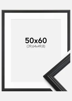 Ramme Siljan Sort 50x60 cm - Passepartout Hvid 16x20 inches