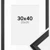 Ramme Siljan Sort 30x40 cm - Passepartout Hvid 21x30 cm