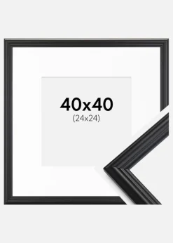 Ramme Siljan Sort 40x40 cm - Passepartout Hvid 25x25 cm