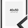 Ramme Siljan Sort 40x50 cm - Passepartout Hvid 29,7x42 cm (A3)