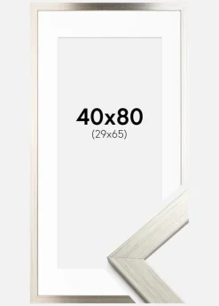 Ramme Silver Wood 40x80 cm - Passepartout Hvid 30x66 cm