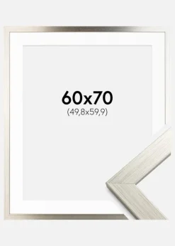 Ramme Silver Wood 60x70 cm - Passepartout Hvid 20x24 inches