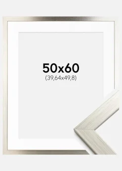 Ramme Silver Wood 50x60 cm - Passepartout Hvid 16x20 inches
