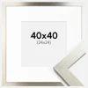 Ramme Silver Wood 40x40 cm - Passepartout Hvid 25x25 cm