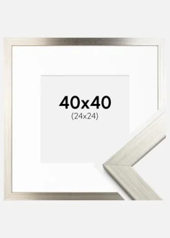 Ramme Silver Wood 40x40 cm - Passepartout Hvid 25x25 cm