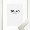 Ramme Silver Wood 30x40 cm - Passepartout Hvid 20x28 cm