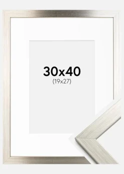 Ramme Silver Wood 30x40 cm - Passepartout Hvid 20x28 cm