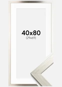 Ramme Silver Wood 40x80 cm - Passepartout Hvid 30x70 cm