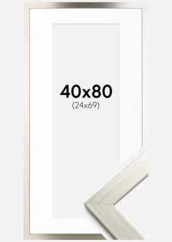 Ramme Silver Wood 40x80 cm - Passepartout Hvid 25x70 cm