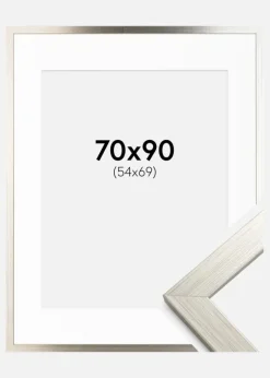 Ramme Silver Wood 70x90 cm - Passepartout Hvid 55x70 cm