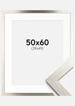 Ramme Silver Wood 50x60 cm - Passepartout Hvid 40x50 cm