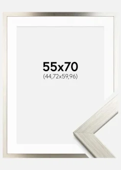 Ramme Silver Wood 55x70 cm - Passepartout Hvid 18x24 inches