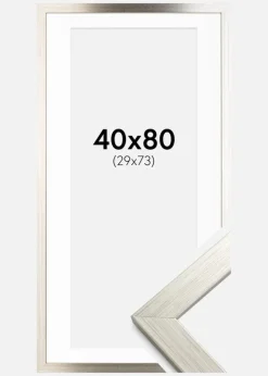 Ramme Silver Wood 40x80 cm - Passepartout Hvid 30x74 cm