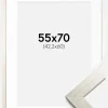 Ramme Silver Wood 55x70 cm - Passepartout Hvid 43,2x61 cm (A2+)