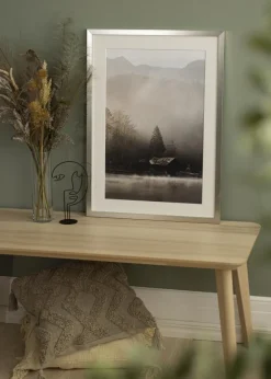 Ramme Silver Wood 55x70 cm - Passepartout Hvid 43,2x61 cm (A2+)