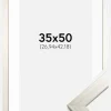 Ramme Silver Wood 35x50 cm - Passepartout Hvid 11x17 inches