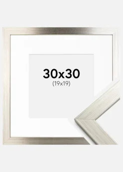 Ramme Silver Wood 30x30 cm - Passepartout Hvid 20x20 cm