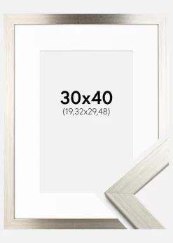 Ramme Silver Wood 30x40 cm - Passepartout Hvid 8x12 inches