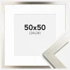 Ramme Silver Wood 50x50 cm - Passepartout Hvid 35x35 cm