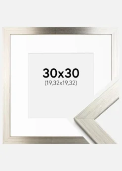 Ramme Silver Wood 30x30 cm - Passepartout Hvid 8x8 inches