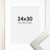 Ramme Silver Wood 24x30 cm - Passepartout Hvid 7x9 inches