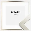 Ramme Silver Wood 40x40 cm - Passepartout Hvid 30x30 cm
