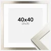 Ramme Silver Wood 40x40 cm - Passepartout Hvid 32x32 cm