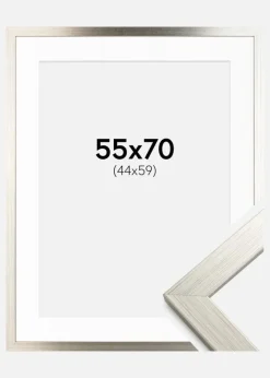 Ramme Silver Wood 55x70 cm - Passepartout Hvid 45x60 cm