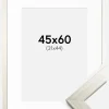 Ramme Silver Wood 45x60 cm - Passepartout Hvid 32x45 cm