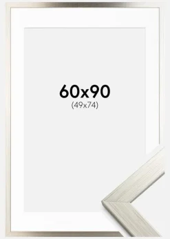 Ramme Silver Wood 60x90 cm - Passepartout Hvid 50x75 cm
