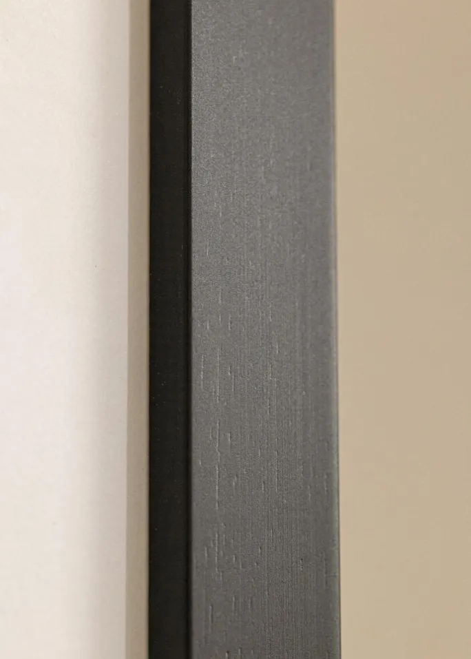 Ramme sort træ 37,5x98 cm - Passepartout Hvid 28x85 cm