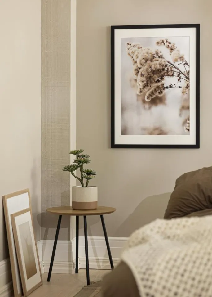 Ramme sort træ 45x90 cm - Passepartout Hvid 23x70 cm