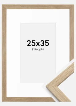 Ramme Stilren Eg 25x35 cm - Passepartout Hvid 15x25 cm