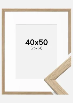 Ramme Stilren Eg 40x50 cm - Passepartout Hvid 27x35 cm